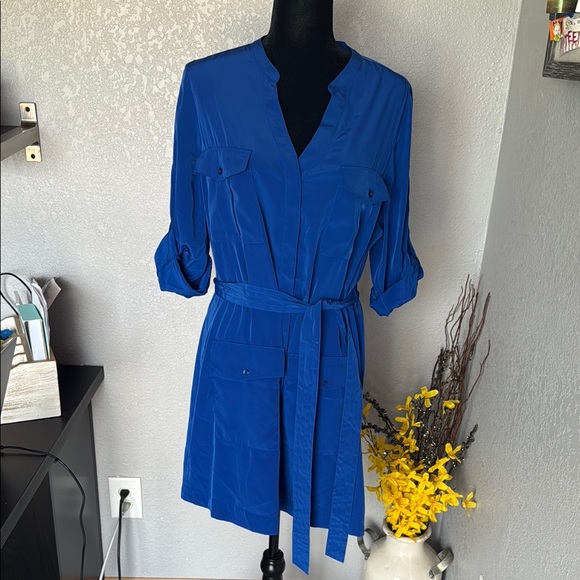 Express Dresses & Skirts - Express Vibrant Blue cuffed sleeve Dress